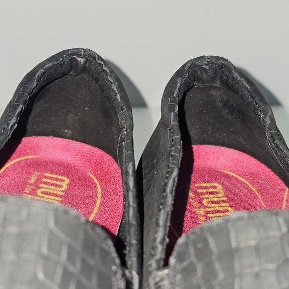 Munro Lennox Sneaker Womens 9 WIDE Black Nubuck Croc Embossed Slip On Platform - Picture 7 of 14